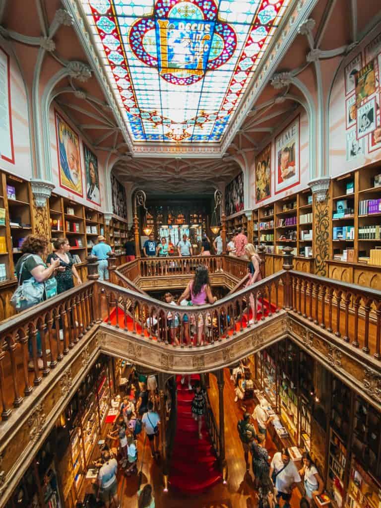 inside the bookshop Livraria Lello