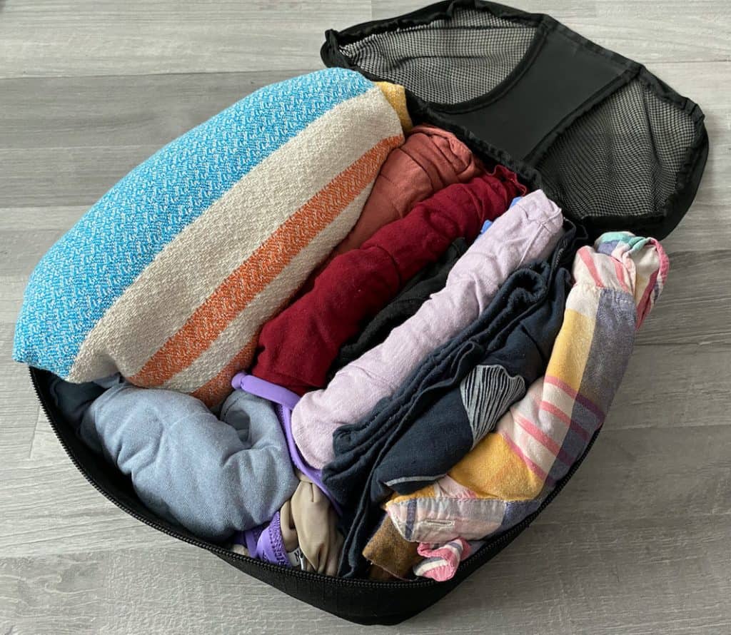 Packing Cube with clothes in it