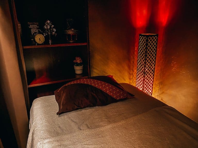 Massage table with dark light