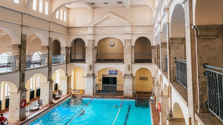 Indoor lap pool at Rudas Baths in Budapest
