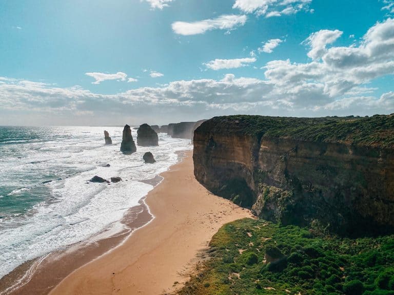Rock formations at the coast of Australia, the best view is from a helicopter ride in Melbourne