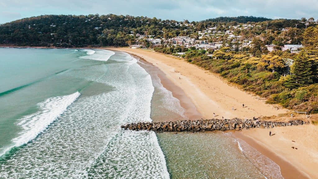 Picture of a beach from above