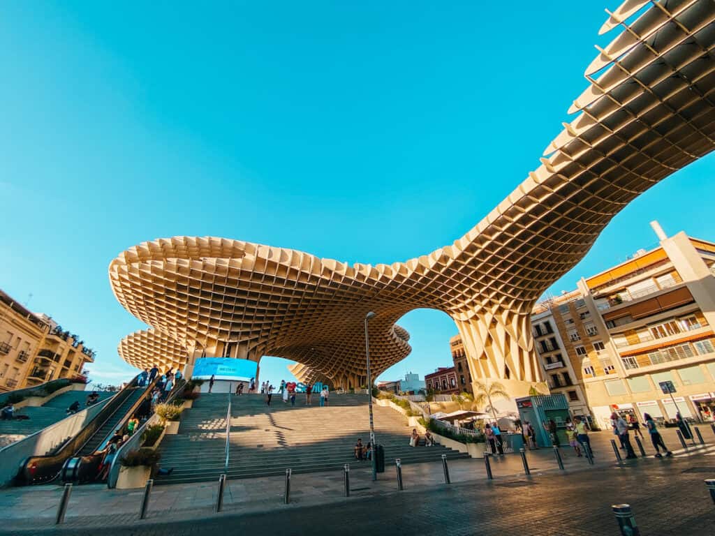 A big wooden structure over a big square in Seville