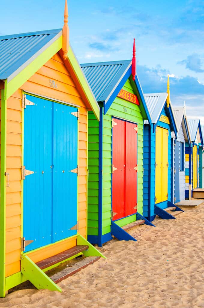 Colorful bathing boxes in Brighton near Melbourne