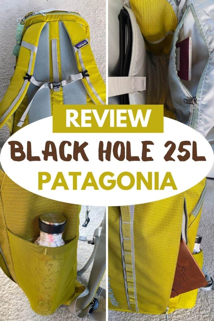 4 different pictures of the Patagonia Black Hole backpack
