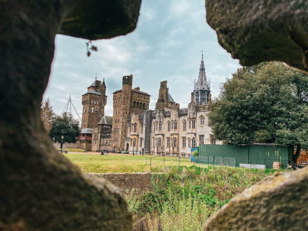Unique framed view of Cardiff Castle showcasing its historical architecture, inviting exploration and affirming that Cardiff is worth visiting.